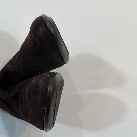 Aquatalia High Heel Boots Booties 8.5 Brown Suede Leather Made In Italy EUC - Picture 12 of 13